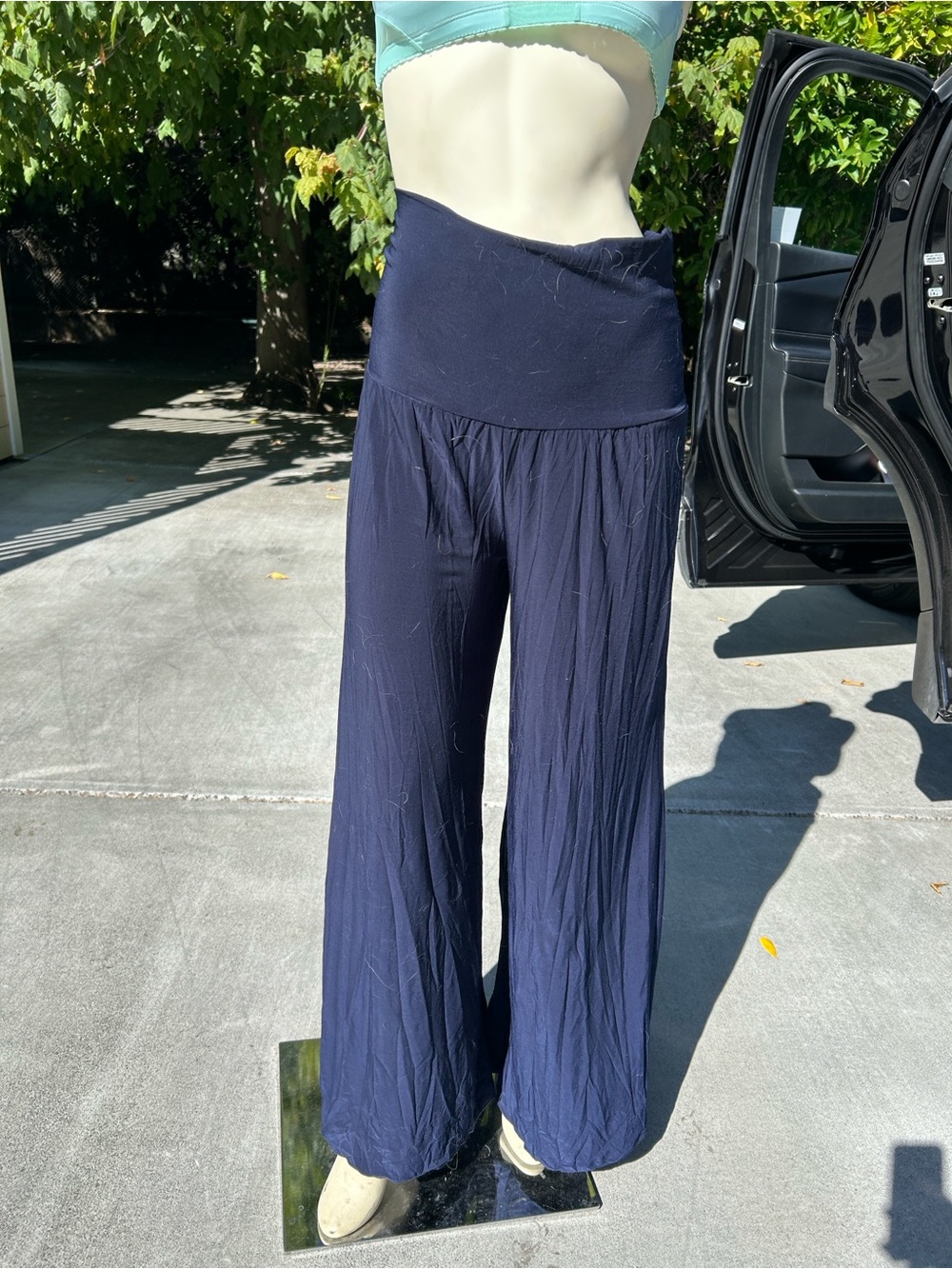 Navy Wide Leg Palazzo Pants
